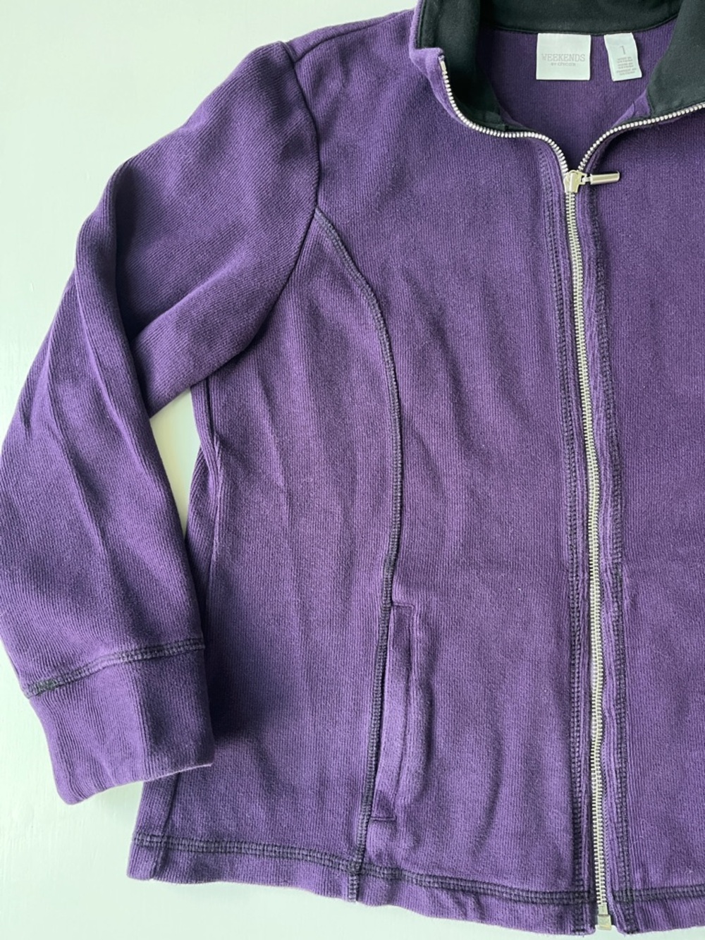 CHICO’S Purple Zip-Front Fleece Jacket - Picture 3 of 7